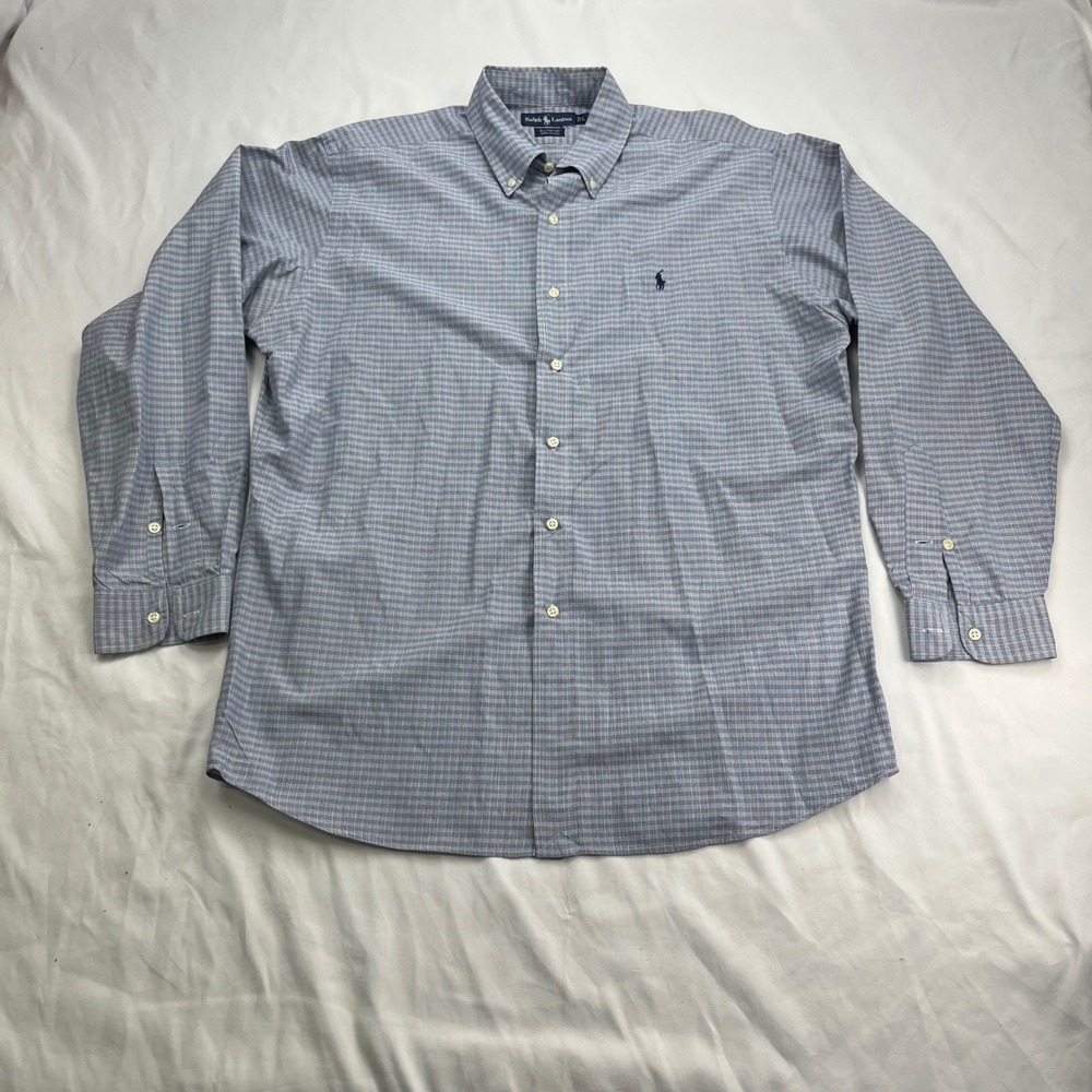 Ralph Lauren Ellington Button Down‎ Plaid Cotton Dress Shirt